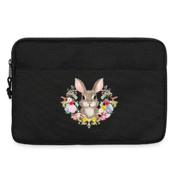 Spring wreath with rabbit as Easter bunny - Laptop bag 13" - black - Front