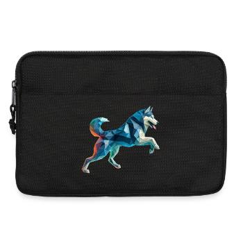 chien de traineau husky origami géométrique 3d - Sacoche pour ordinateur portable 13 pouces - noir - Devant