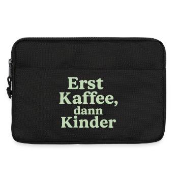 Erst Kaffee, Dann Kinder (salbeigrün) - Laptoptasche 13" - Schwarz - Vorne