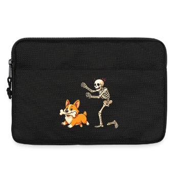 Skelett jagt Corgi-Hundehumor - Laptoptasche 13" - Schwarz - Vorne