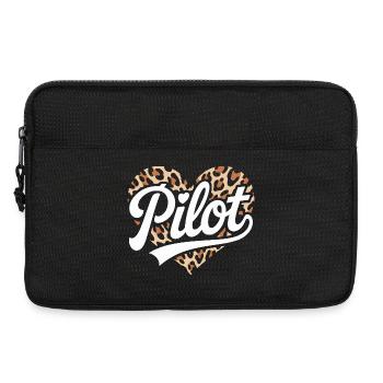 Leopardendesign mit Herz für Pilotinnen - Laptoptasche 13" - Schwarz - Vorne