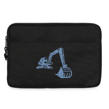 Excavator Silhouette Construction Worker Grunge Design - Laptop bag 13" - black - Front