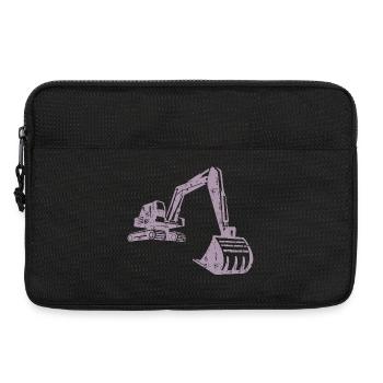 Excavator Silhouette Construction Worker Grunge Design - Laptop bag 13" - black - Front