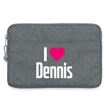 I Love Dennis Pink Heart I Love Dennis - Laptop bag 13" - heather grey - Front