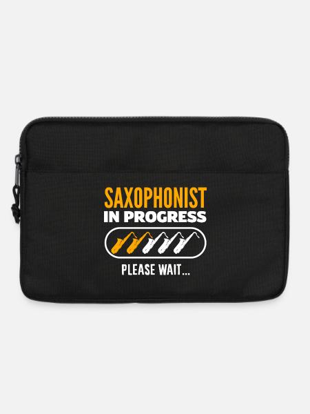 Jazz-saxophon Lustiger Saxophonist In Arbeit - Laptoptasche 13" - Schwarz