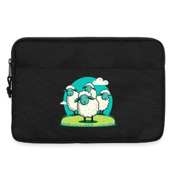 Rond d’agneau de dessin animé sur herbe - Sacoche pour ordinateur portable 13 pouces - noir - Devant