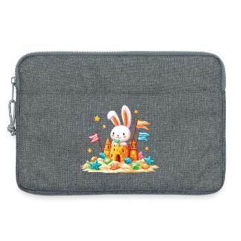 Häschen am Strand Sandkasten - Laptoptasche 13" - Grau meliert - Vorne