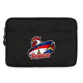 Französischer Hahn mit Eiffelturmflagge - Laptoptasche 13" - Schwarz - Vorne