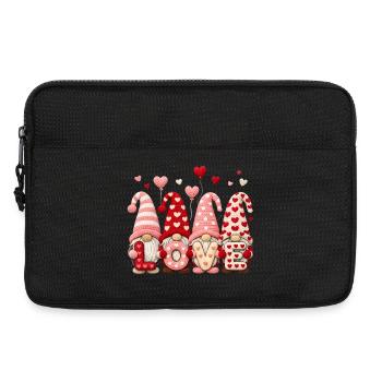 Motif de cœur de gnome de la Saint-Valentin avec amour - Sacoche pour ordinateur portable 13 pouces - noir - Devant