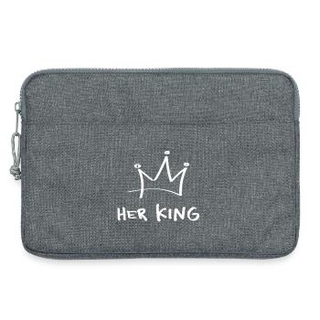 Son roi – Sa Reine | Déclaration intemporelle du couple - Sacoche pour ordinateur portable 13 pouces - gris chiné - Devant
