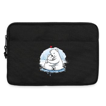 Cuddling polar bears in winter – a loving motif - Laptop bag 13" - black - Front