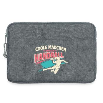 Süße Handballerin Geschenk Mädchen - Laptoptasche 13" - Grau meliert - Vorne