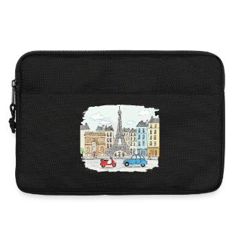 Pariser Stadtsilhouette Eiffelturm Cartoon-Kunst - Laptoptasche 13" - Schwarz - Vorne