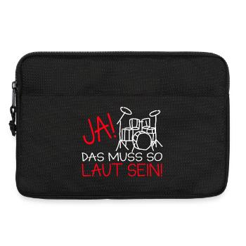 Batterie : Musicien drôle - Sacoche pour ordinateur portable 13 pouces - noir - Devant