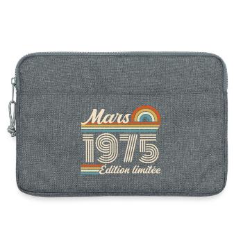 51. Geburtstagsgeschenk – Geboren im März 1975 - Laptoptasche 13" - Grau meliert - Vorne