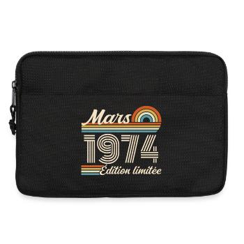 52e Cadeau d’anniversaire - Né en mars 1974 - Sacoche pour ordinateur portable 13 pouces - noir - Devant