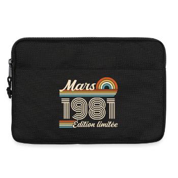 45th Birthday Gift - Born in March 1981 - Laptop bag 13" - black - Front