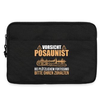Vorsicht Posaunist Ohren zuhalten - Posaune - Laptoptasche 13" - Schwarz - Vorne
