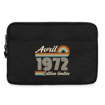  Avril 1972 anniversaire rétro 1972 April 1972 - Sacoche pour ordinateur portable 13 pouces - noir - Devant
