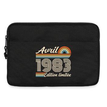  Avril 1983 anniversaire rétro 1983 April 1983 - Sacoche pour ordinateur portable 13 pouces - noir - Devant