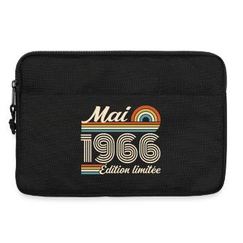 Cadeau Anniversaire 60 ans - Né mai 1966 - Sacoche pour ordinateur portable 13 pouces - noir - Devant