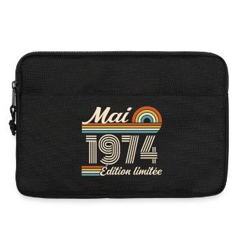 Cadeau Anniversaire 52 ans - Né mai 1974 - Sacoche pour ordinateur portable 13 pouces - noir - Devant