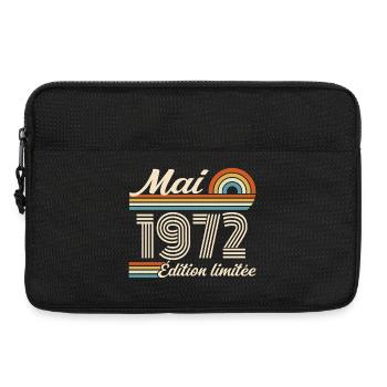 Cadeau Anniversaire 54 ans - Né mai 1972 - Sacoche pour ordinateur portable 13 pouces - noir - Devant