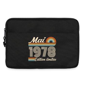 Cadeau Anniversaire 48 ans - Né mai 1978 - Sacoche pour ordinateur portable 13 pouces - noir - Devant