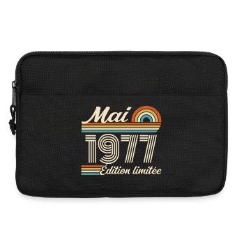 Cadeau Anniversaire 49 ans - Né mai 1977 - Sacoche pour ordinateur portable 13 pouces - noir - Devant