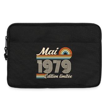 Cadeau Anniversaire 47 ans - Né mai 1979 - Sacoche pour ordinateur portable 13 pouces - noir - Devant