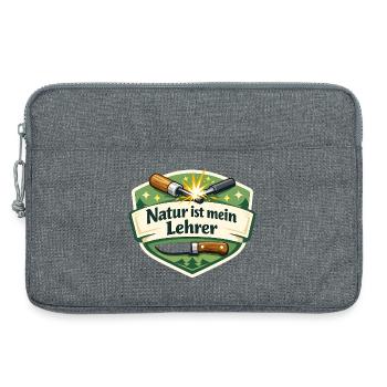 Natur ist mein Lehrer – Waldbadge - Laptoptasche 13" - Grau meliert - Vorne