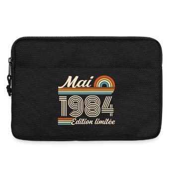 Cadeau Anniversaire 42 ans - Né mai 1984 - Sacoche pour ordinateur portable 13 pouces - noir - Devant