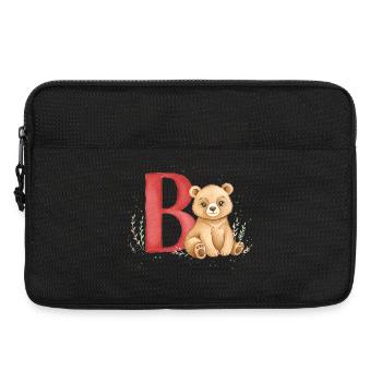 Bär und Buchstabe B Kindermotiv - Laptoptasche 13" - Schwarz - Vorne