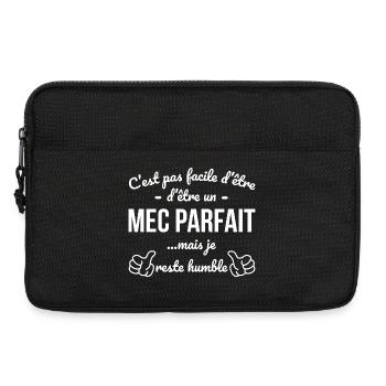 Mec Parfait Phrase Drôle Cadeau Homme Humour - Sacoche pour ordinateur portable 13 pouces - noir - Devant