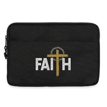 Faith Cross Crown Christian Grunge Style Design - Laptoptasche 13" - Schwarz - Vorne