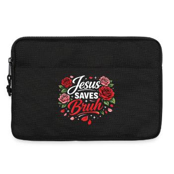 Jesus rettet Bruh Blumenschrift - Laptoptasche 13" - Schwarz - Vorne