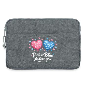 Rose ou bleu design de révélation du sexe du bébé We Love You - Sacoche pour ordinateur portable 13 pouces - gris chiné - Devant
