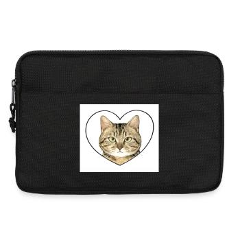 Cœur felin : portrait chat - Sacoche pour ordinateur portable 13 pouces - noir - Devant
