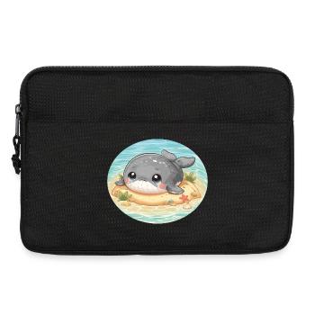 Wal auf Sandbank im Meer - Laptoptasche 13" - Schwarz - Vorne