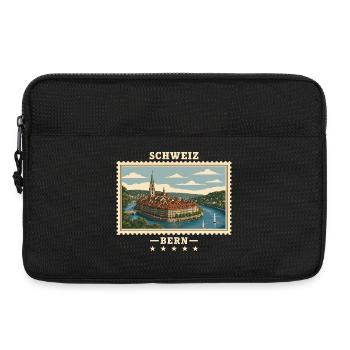 Schweiz Bern Vintage Reisemarke - Laptoptasche 13" - Schwarz - Vorne
