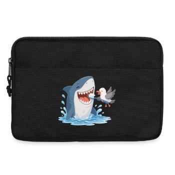Requin se brossant les dents avec une mouette - Sacoche pour ordinateur portable 13 pouces - noir - Devant