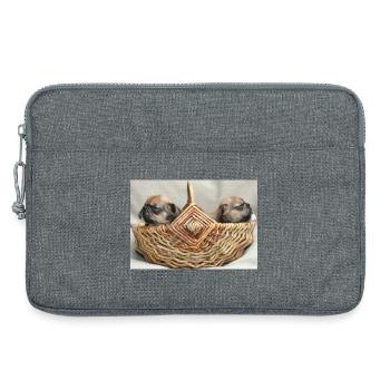 Bouledogues français deux chiots mignons - Sacoche pour ordinateur portable 13 pouces - gris chiné - Devant