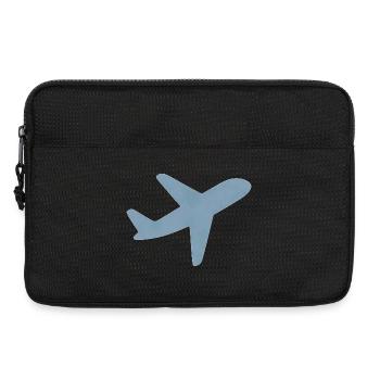 Blue Minimalist Airplane - Laptop bag 13" - black - Front