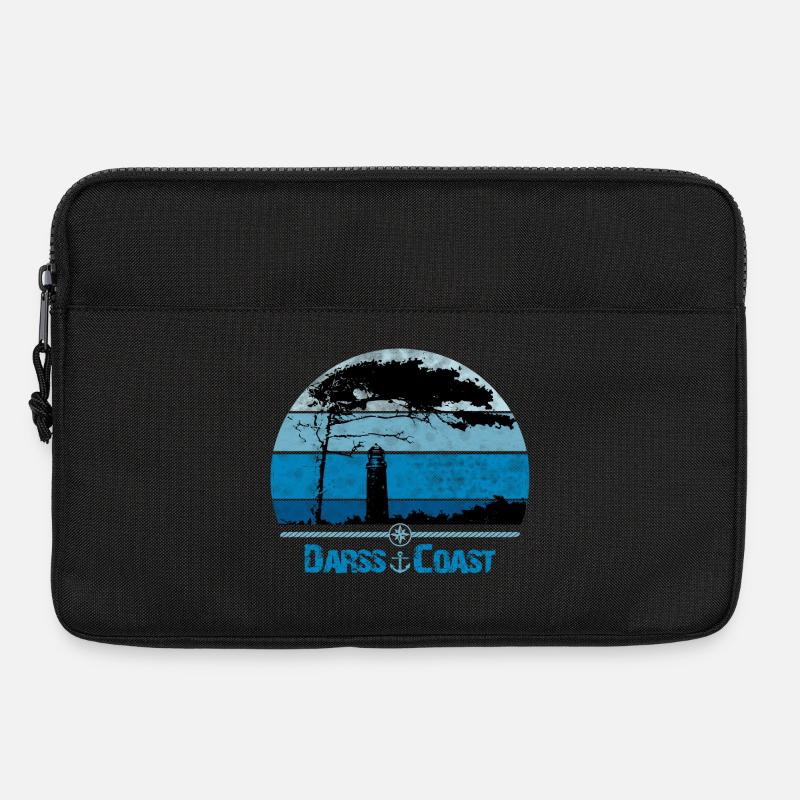 Darss Coast mit Windflüchter und Leuchtturm - Laptoptasche 13" - Schwarz