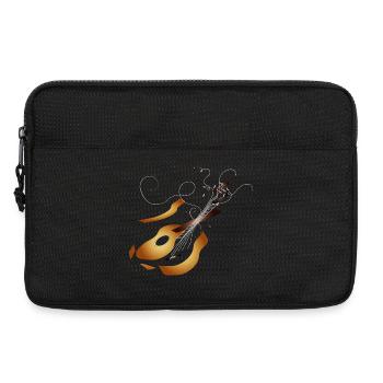 destroyed 3D acoustic guitar in warm shades - Laptop bag 13" - black - Front