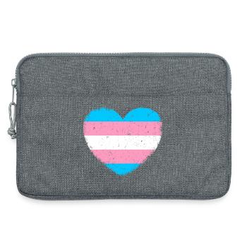 Trans* Herz | Im Vintage-Style - Laptoptasche 13" - Grau meliert - Vorne
