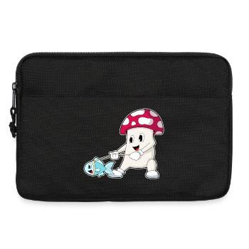 Pilz Angler Fisch Angeln - Laptoptasche 13" - Schwarz - Vorne