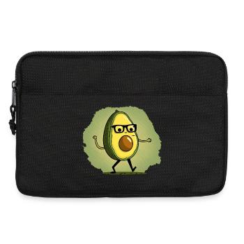 Nerdige Avocada läuft über eine Wiese - Laptoptasche 13" - Schwarz - Vorne