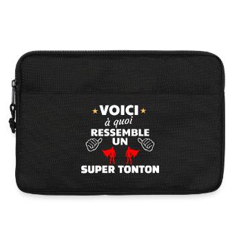 Super héros à thème de super tonton - Sacoche pour ordinateur portable 13 pouces - noir - Devant