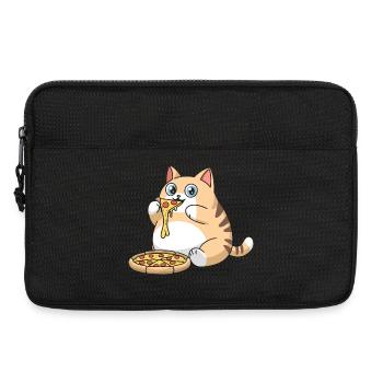 Süße mollige Katze, die Pizza isst - Laptoptasche 13" - Schwarz - Vorne